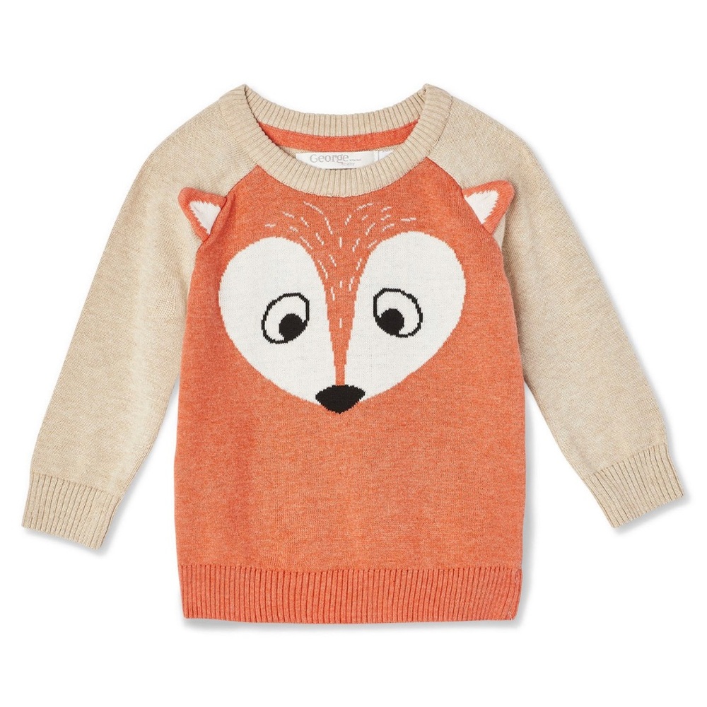 George | 100% cotton orange fox knit sweater | size 2T